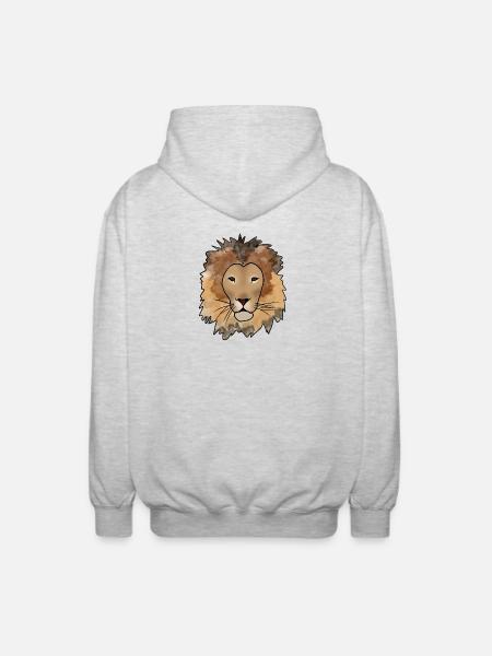 Löwe - Unisex Kapuzenjacke - Hellgrau meliert