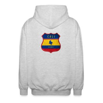 Cali Kolumbien Wappen Design - Unisex Kapuzenjacke - Hellgrau meliert - Hinten - AI Model Male 185 light (185cm)