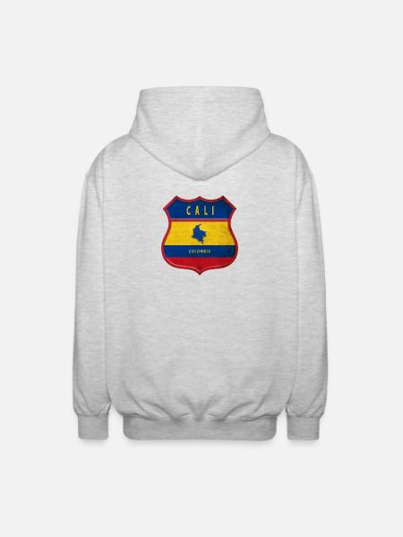 Cali Columbia crest design - Unisex Hooded Jacket - light heather grey