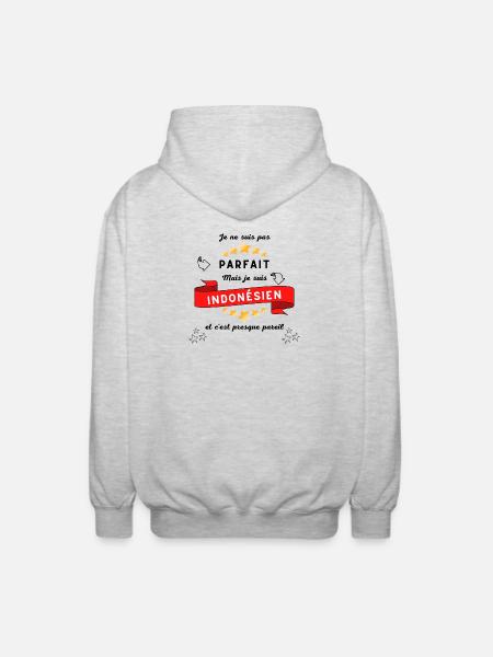 I'm not perfect but I'm Indonesian - Unisex Hooded Jacket - light heather grey