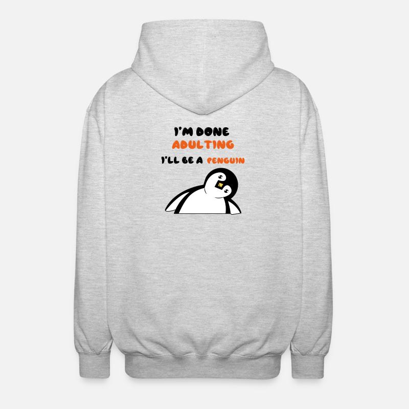 Süß Pinguin Statement Zoo Tier Vogel - Unisex Kapuzenjacke - Hellgrau meliert