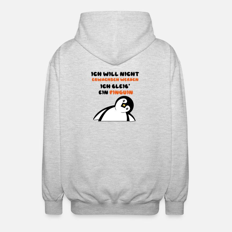 Vogel Statement Süß Pinguin Tier Zoo - Unisex Kapuzenjacke - Hellgrau meliert