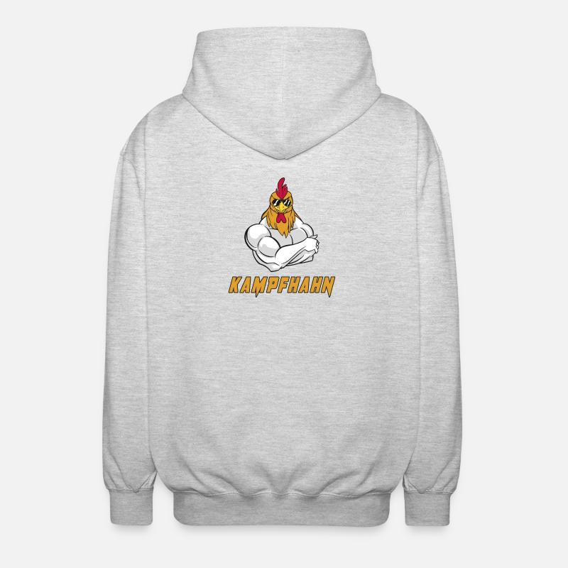 Kampfhahn Design - Unisex Kapuzenjacke - Hellgrau meliert
