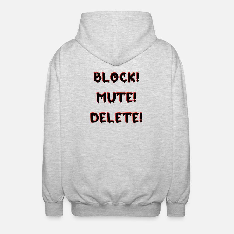 BLOCK MUTE DELETE - Unisex Hooded Jacket - light heather grey