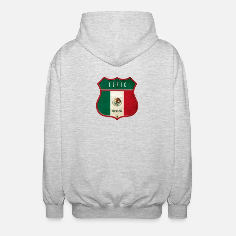 Tepic Mexico crest design - Unisex Hooded Jacket - light heather grey
