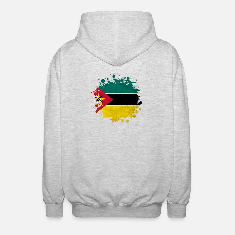Mosambik Klecks Flaggen Design - Unisex Kapuzenjacke - Hellgrau meliert