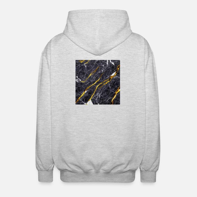 Marble Black Gold Texture - Unisex Hooded Jacket - light heather grey