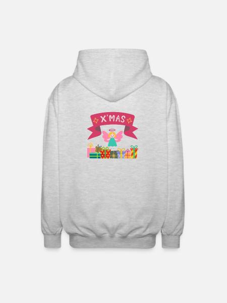 XMAS Engel mit Geschenken - Unisex Kapuzenjacke - Hellgrau meliert