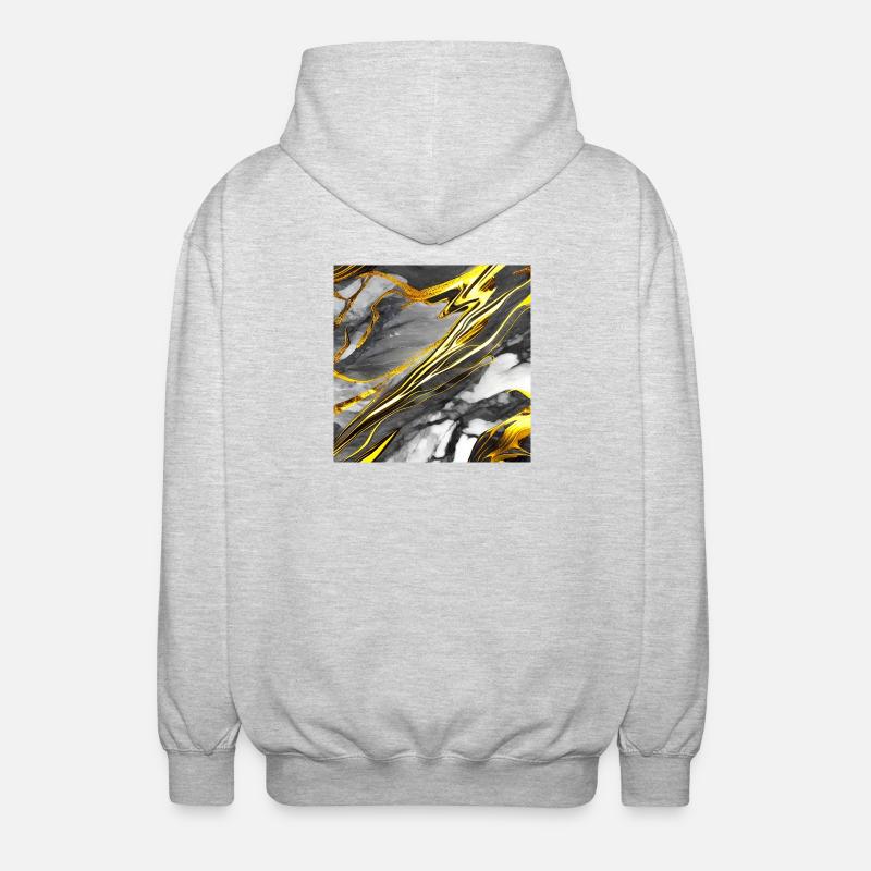 Marble Black Gold Texture - Unisex Hooded Jacket - light heather grey