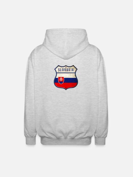 Slowakei Flaggen Wappen Design - Unisex Kapuzenjacke - Hellgrau meliert