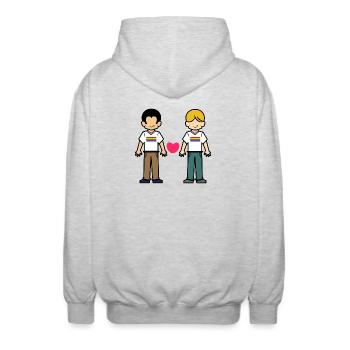 Gleichgeschlechtliche Partnerschaft Lgbt Herz - Unisex Kapuzenjacke - Hellgrau meliert - Hinten - AI Model Male 185 light (185cm)