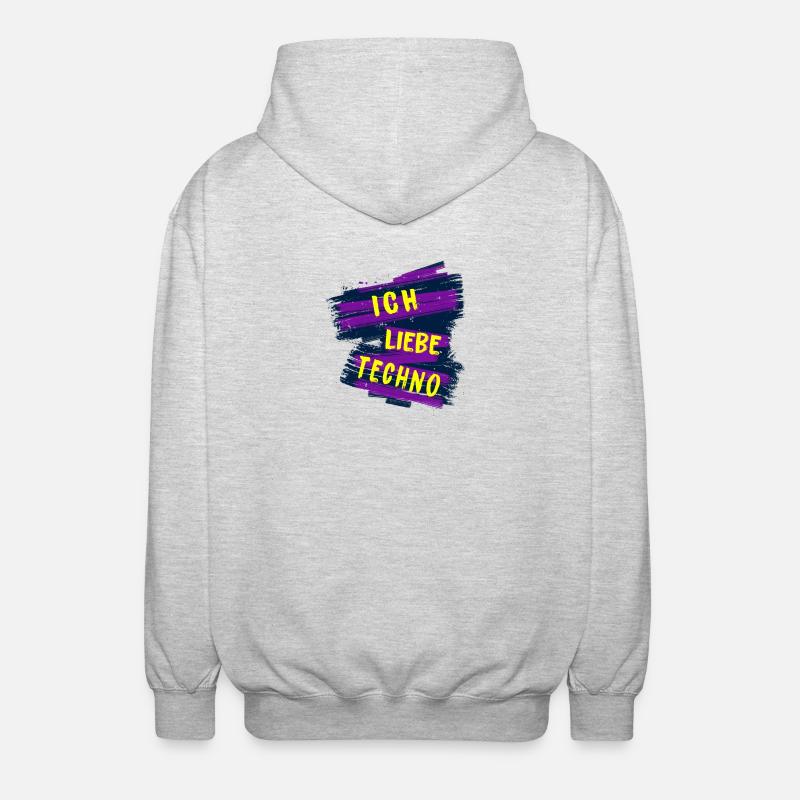Ich liebe Techno - Unisex Kapuzenjacke - Hellgrau meliert