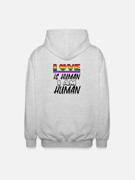 Love Rainbow Human Rights Statement Lesbians - Unisex Hooded Jacket - light heather grey