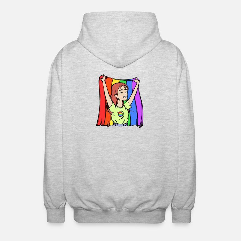 Egalité Lgbt Drapeau Arc-en-ciel Homo - Veste à capuche unisexe - gris clair chiné