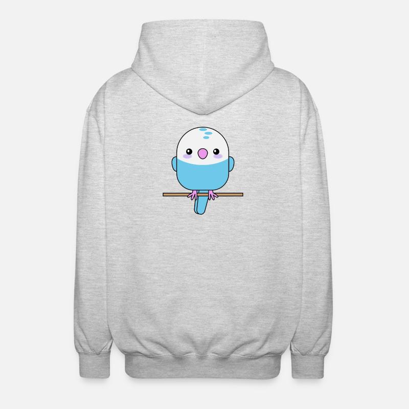 Perruche mignonne, perroquet, oiseau - Veste à capuche unisexe - gris clair chiné