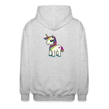 Einhorn - Unisex Kapuzenjacke - Hellgrau meliert - Hinten - AI Model Male 185 light (185cm)