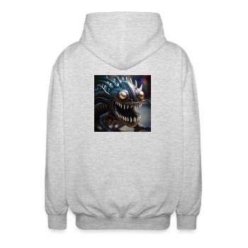 Foto Makro Kreatur 11 - Unisex Kapuzenjacke - Hellgrau meliert - Hinten - AI Model Male 185 light (185cm)
