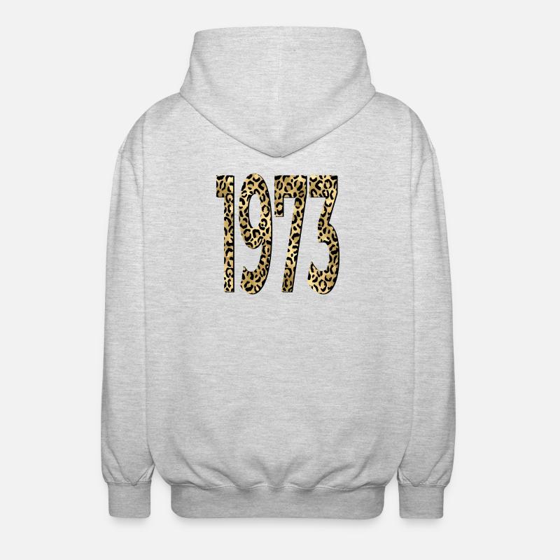 Birthday 1973 Leopard Print - Unisex Hooded Jacket - light heather grey