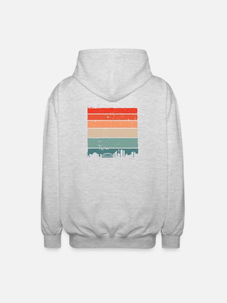 Sunset Gradient City Skyline - Unisex Hooded Jacket - light heather grey
