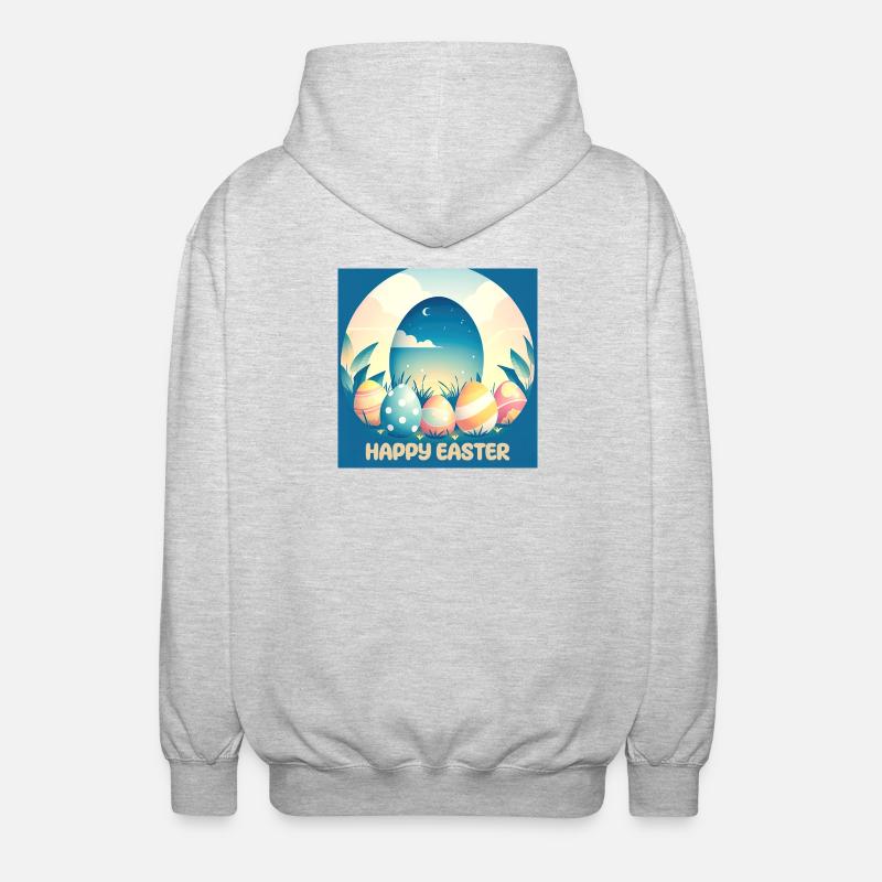 Happy Easter, Easter Egg - Unisex Hooded Jacket - light heather grey