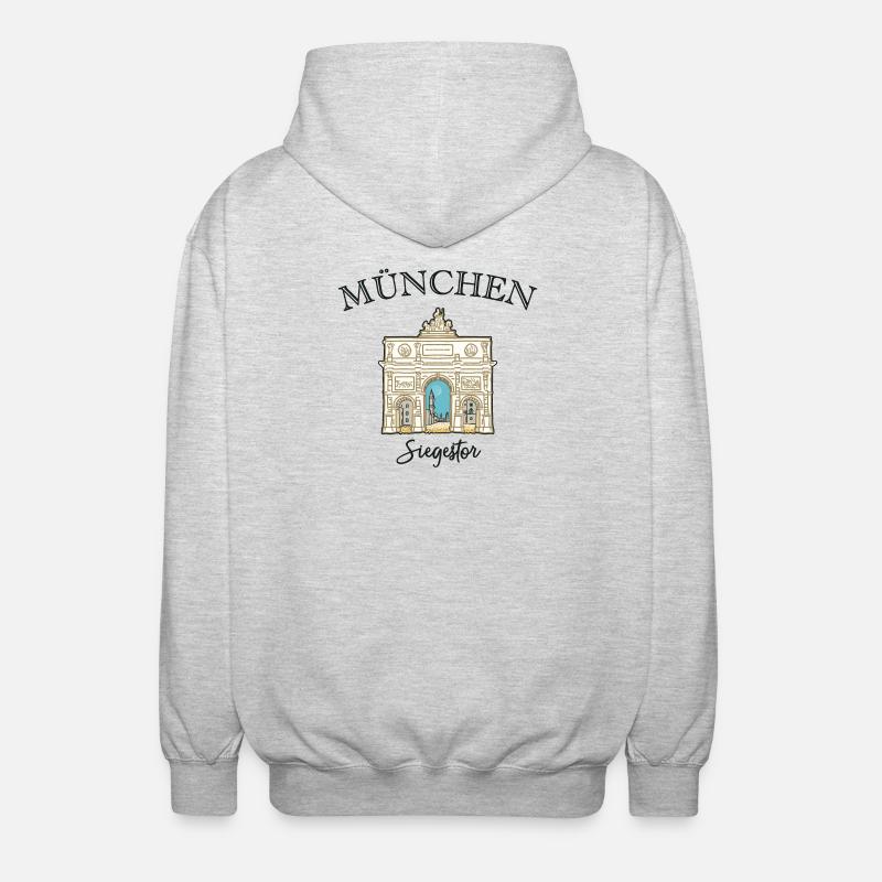 Siegestor München, Friedensmahnmal - Unisex Kapuzenjacke - Hellgrau meliert