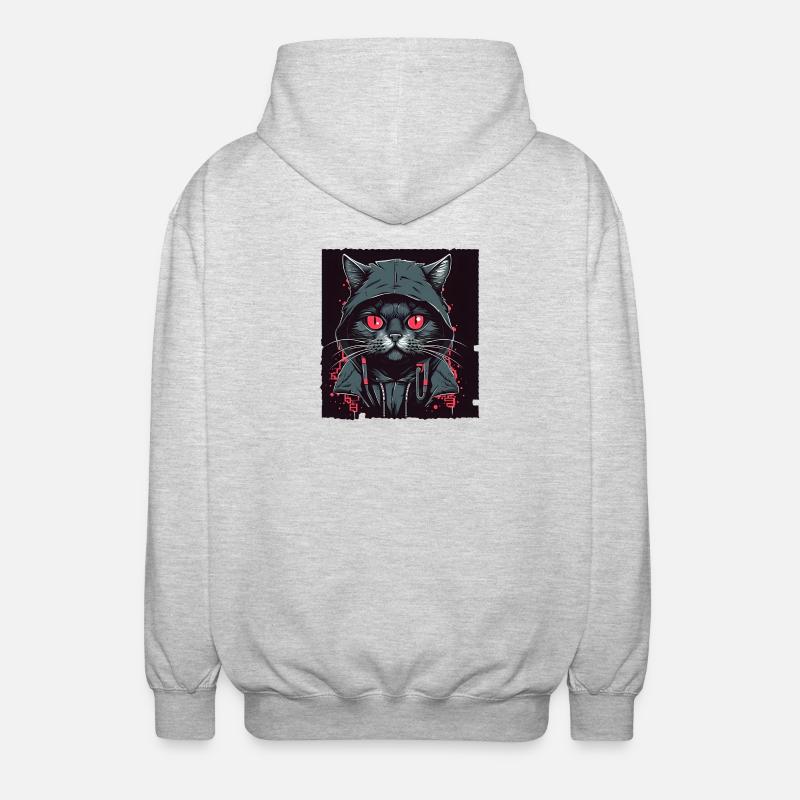 Hacker cat - Unisex Kapuzenjacke - Hellgrau meliert