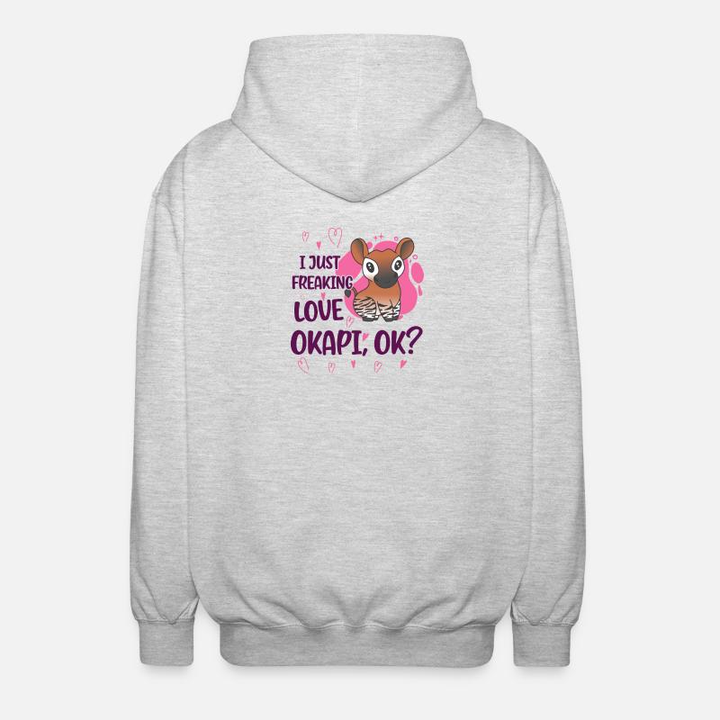 Ich liebe Okapi - Unisex Kapuzenjacke - Hellgrau meliert