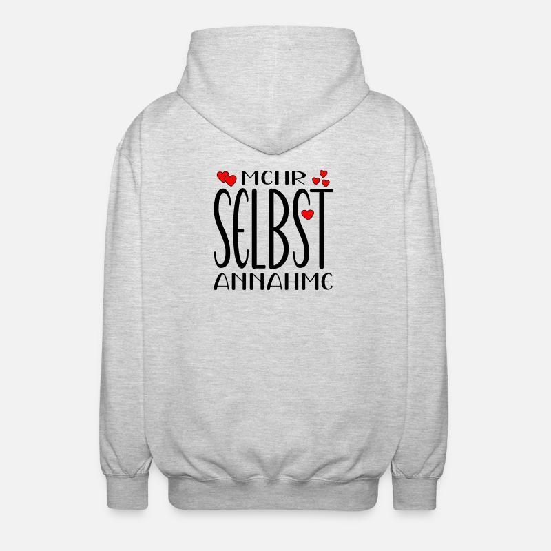Selbstannahmen Sprüche - Achtsamkeit - Unisex Kapuzenjacke - Hellgrau meliert