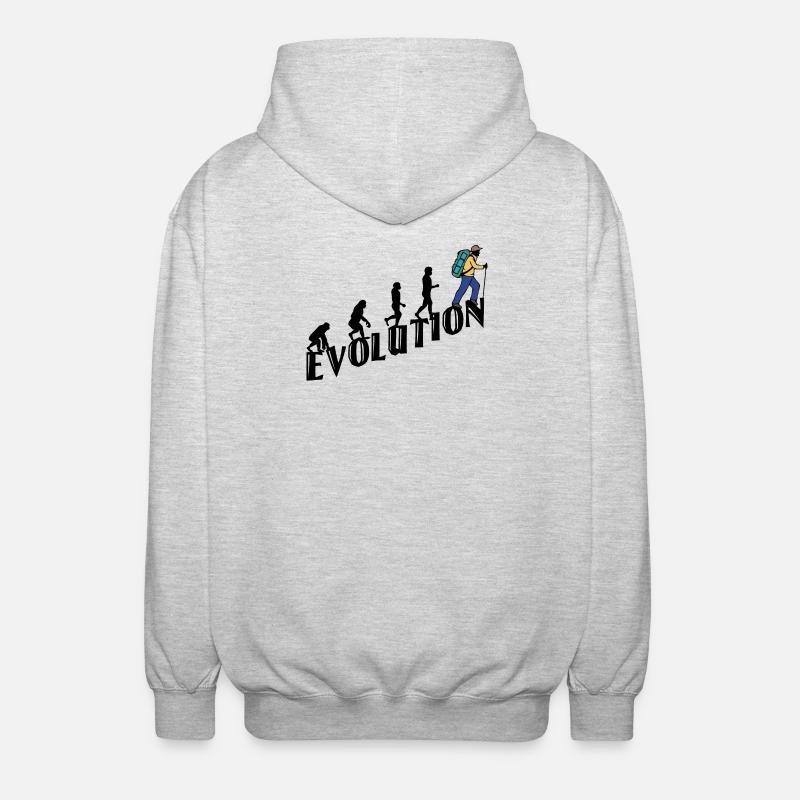 Wandern Evolution Wanderer Wanderung Klettern - Unisex Kapuzenjacke - Hellgrau meliert