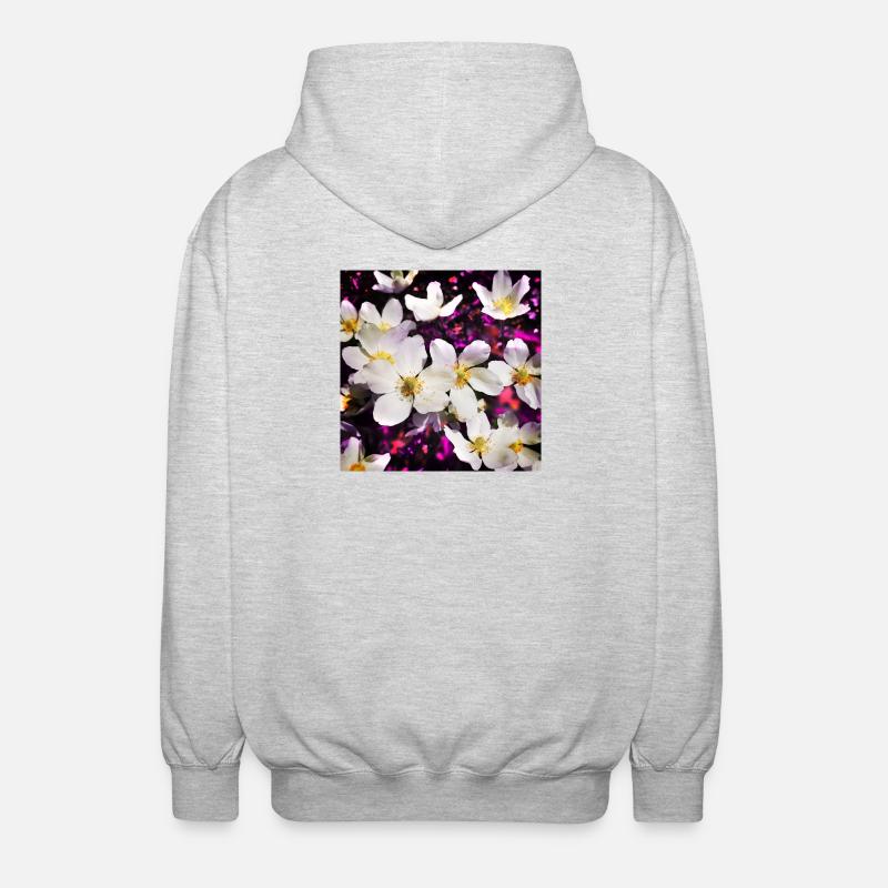 Anémones blanches - Veste à capuche unisexe - gris clair chiné