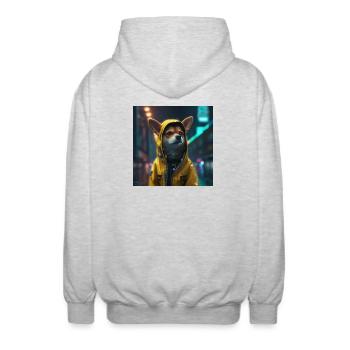 Human Dog - Unisex Kapuzenjacke - Hellgrau meliert - Hinten - AI Model Male 185 light (185cm)