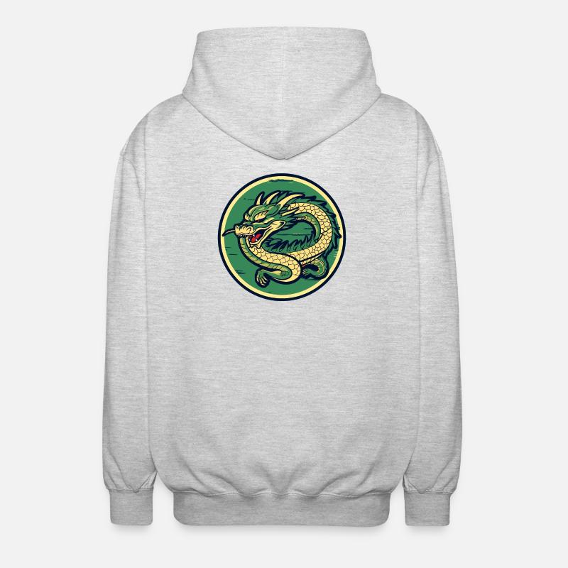 Dragon Crest Circle Patch - Unisex Kapuzenjacke - Hellgrau meliert