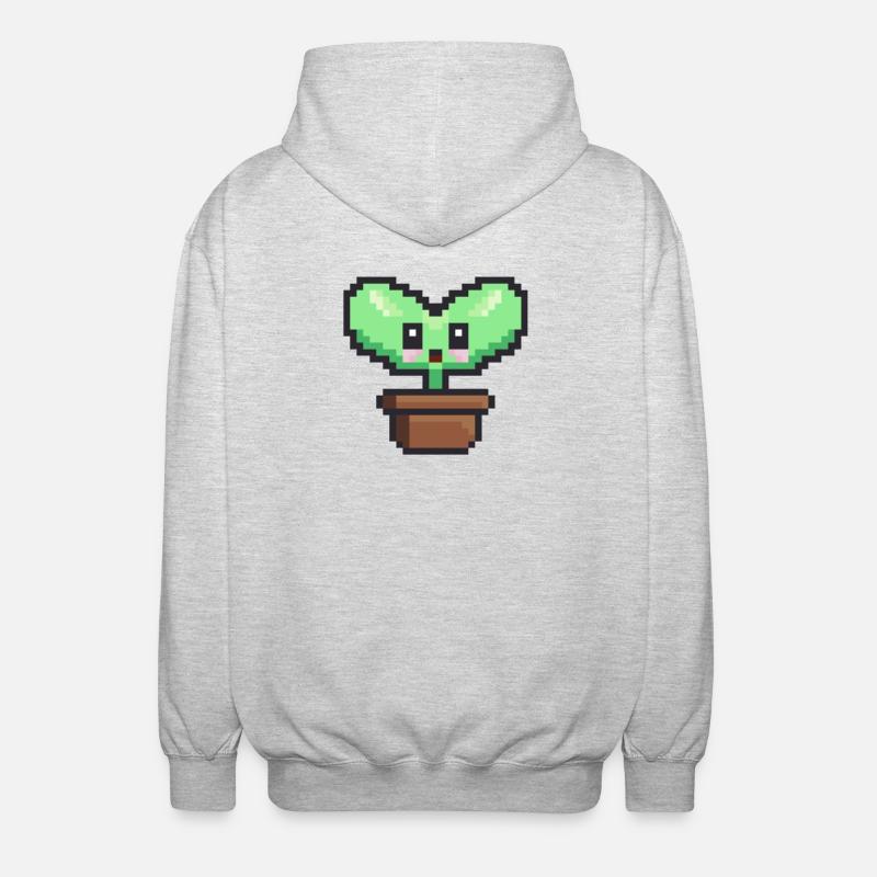 Pflanzliche Pixelkunst - Unisex Kapuzenjacke - Hellgrau meliert