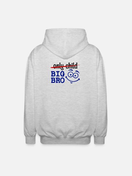 Einzelkind Großer Bruder Statement Bruderherz - Unisex Kapuzenjacke - Hellgrau meliert