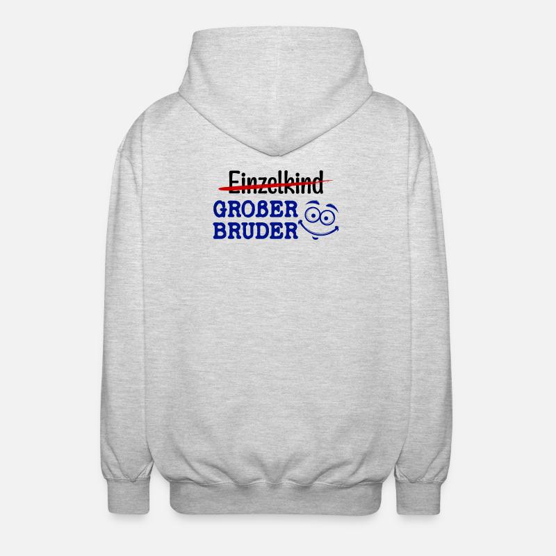 Großer Bruder Statement Einzelkind Geschwister - Unisex Kapuzenjacke - Hellgrau meliert