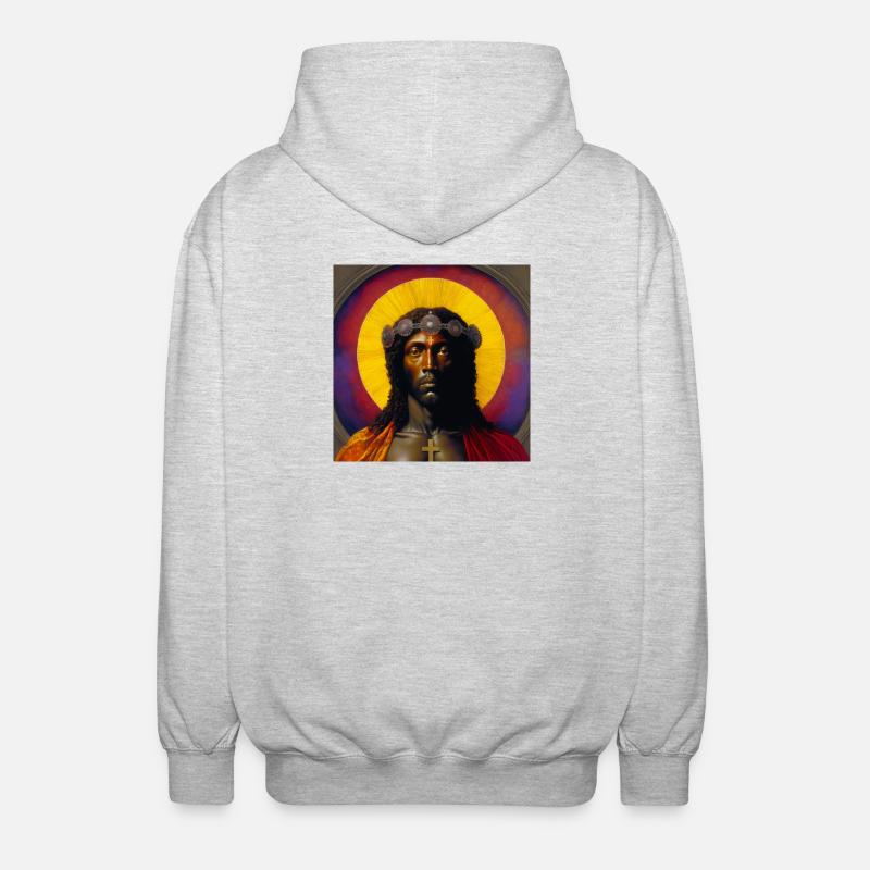 Schwarzer Jesus 01 - Unisex Kapuzenjacke - Hellgrau meliert