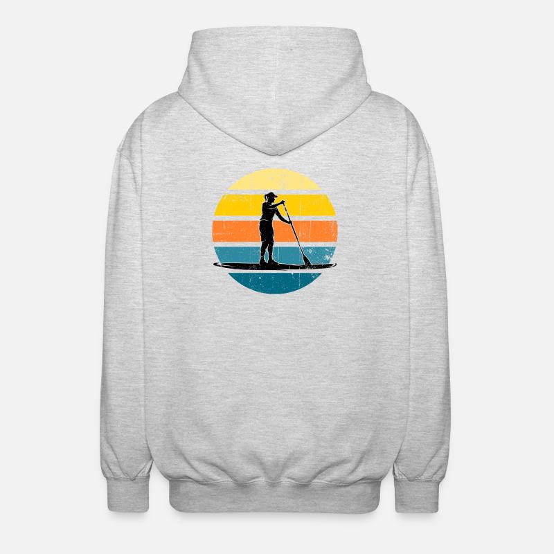 Sunset Paddleboard Silhouette - Unisex Kapuzenjacke - Hellgrau meliert