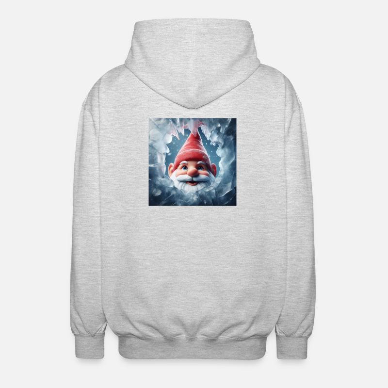 Gnome looking through ice - Unisex Hooded Jacket - light heather grey