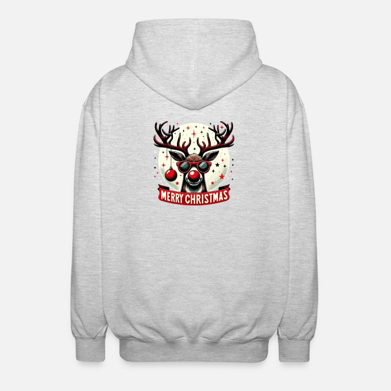 Rentier-Weihnachtsspaß - Original Pullover - Unisex Kapuzenjacke - Hellgrau meliert