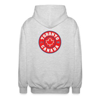 Toronto Kanada Rundemblem Ahornblatt - Unisex Kapuzenjacke - Hellgrau meliert - Hinten - AI Model Male 185 light (185cm)