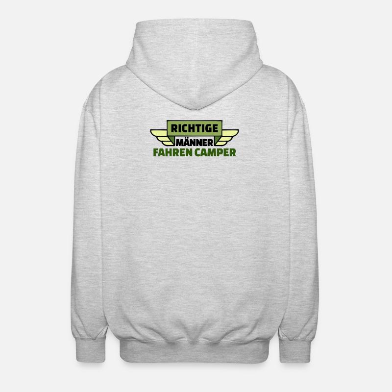 Wanderer Camping Camper Wohnwagen Statement - Unisex Kapuzenjacke - Hellgrau meliert