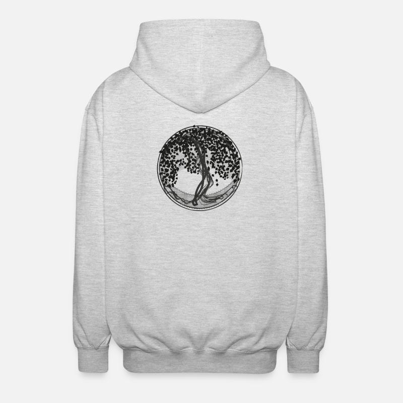 Dunkler Baumkreis Silhouette - Unisex Kapuzenjacke - Hellgrau meliert