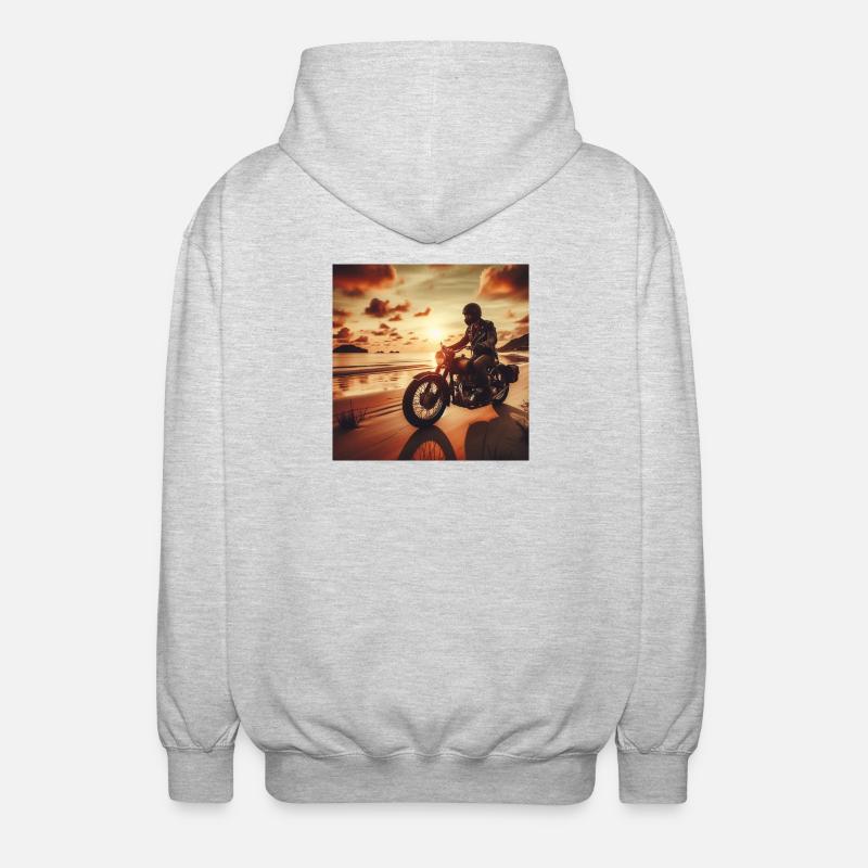 Motorcycle Old Sunset 3 - Unisex Kapuzenjacke - Hellgrau meliert