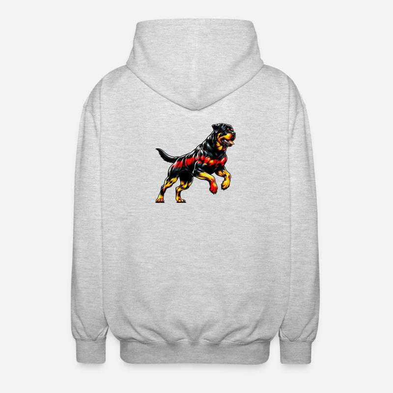 Design de chien Rottweiler Allemagne - Veste à capuche unisexe - gris clair chiné