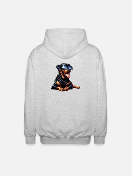 Rottweiler dog design - Unisex Hooded Jacket - light heather grey