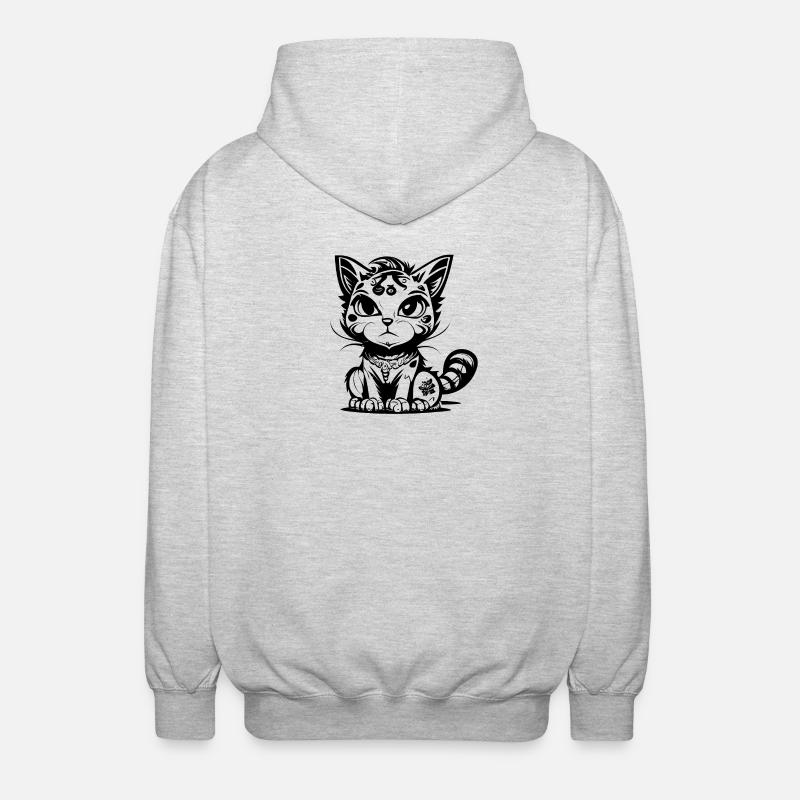 Mignon assis Manga Comic Cat - Veste à capuche unisexe - gris clair chiné