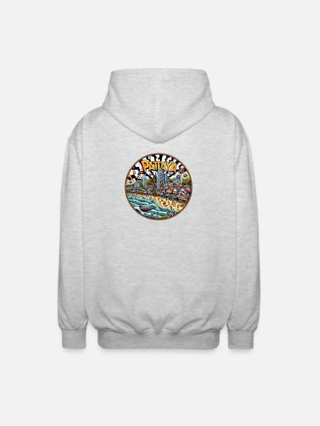 Pattaya Thailand City Design - Unisex Hooded Jacket - light heather grey