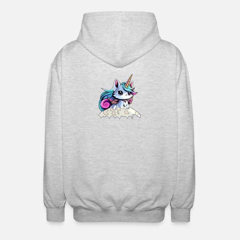 Fee Einhorn Katze - Unisex Kapuzenjacke - Hellgrau meliert