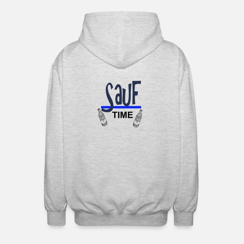 Sauf-Time-Logo mit Blauer Unterstreichung - Unisex Kapuzenjacke - Hellgrau meliert