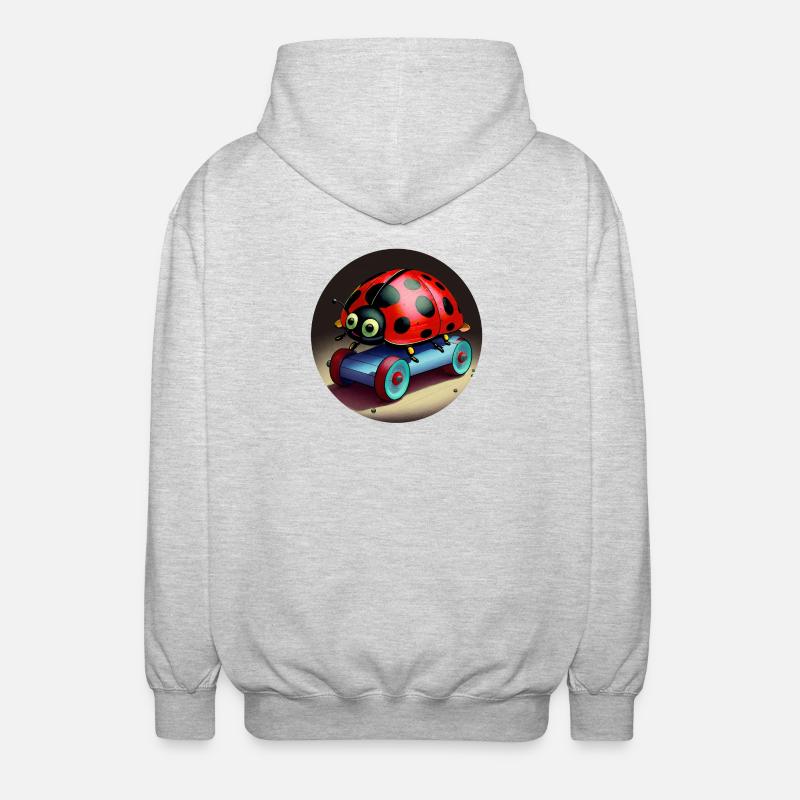 Marienkäfer auf Skateboard - Unisex Kapuzenjacke - Hellgrau meliert